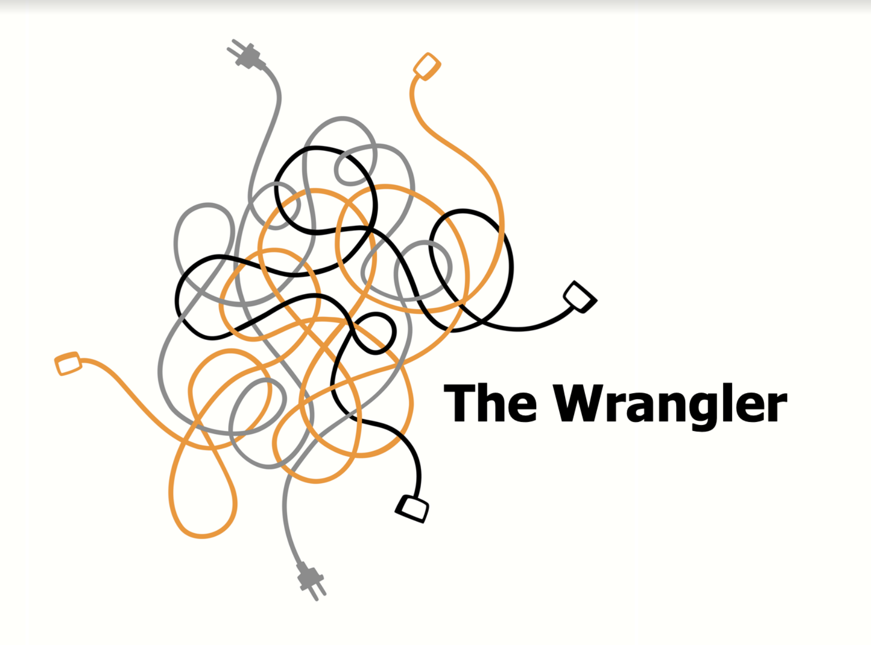 The Wrangler workshop poster with electrical cords tangled up